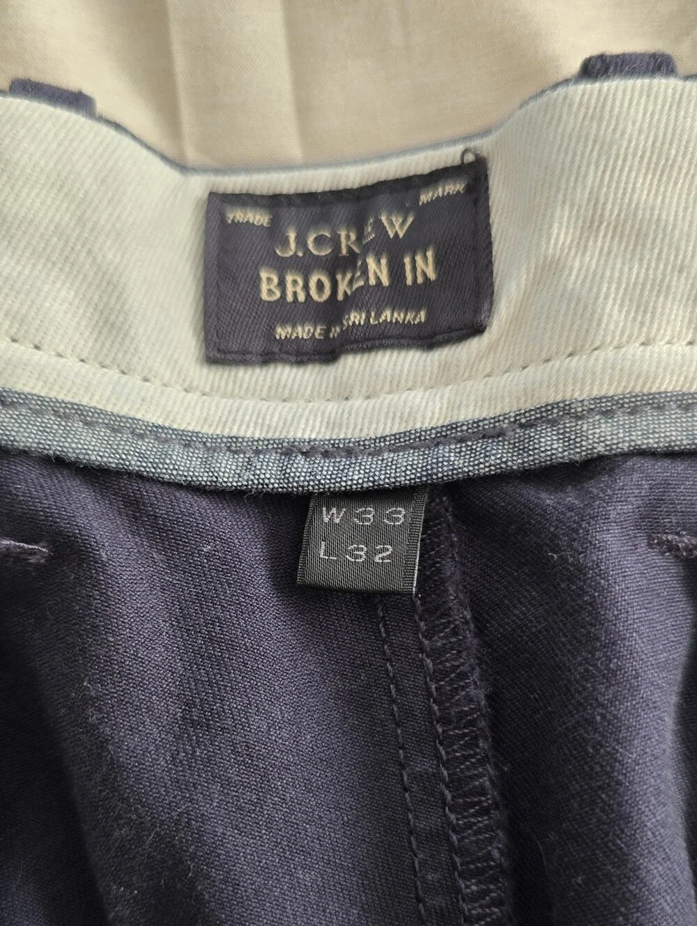 NWOT J CREW Broken-In Straight Chino Pants - Men's Cotton Casual Navy Blue 33x32